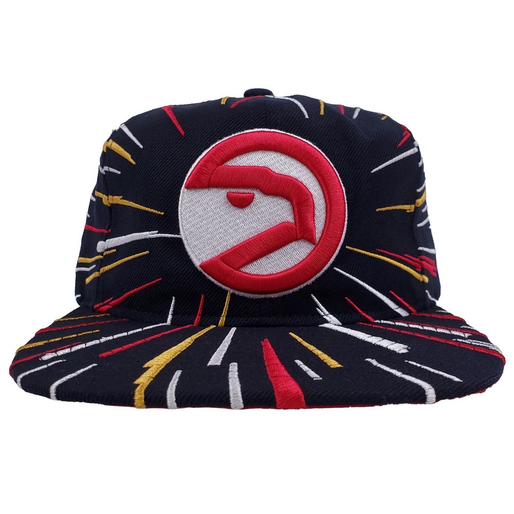 Atlanta Hawks Mitchell & Ness NBA Deadstock Fit‎ Hat Cap 3D Logo Burst Art New